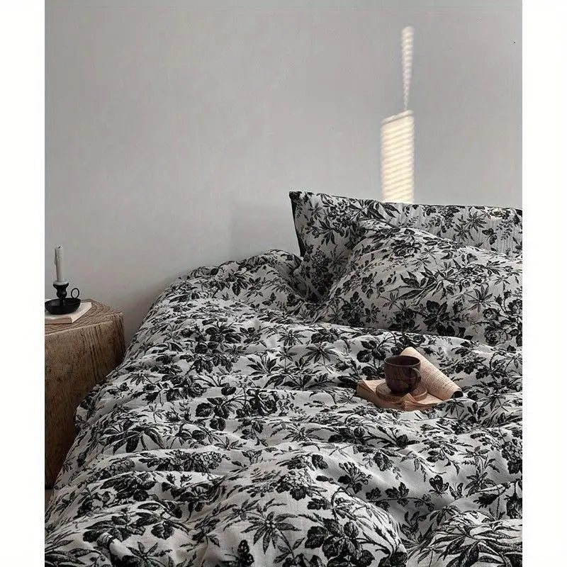 Blue Black Strip Duvet Cover Set with Zipper No Filler Nordic Bed Flat Sheet Pillowcases Single Double Size Girl Boy Bedding Set