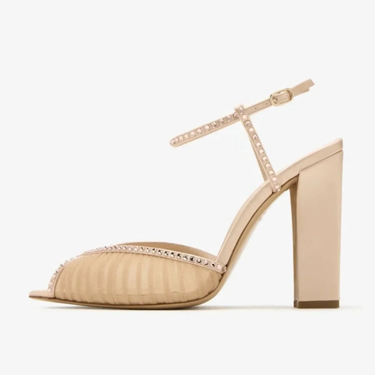White Mesh Peep Toe Shoes