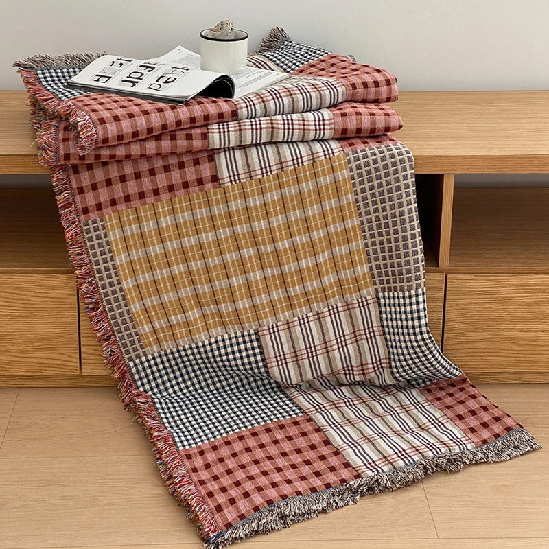 Ultra-Soft Travel Shawl Beach Cover-Up Lightweight Throw Blanket 4-Layer Cotton Gauze A Grade Blanket with Tassels Pillowcases