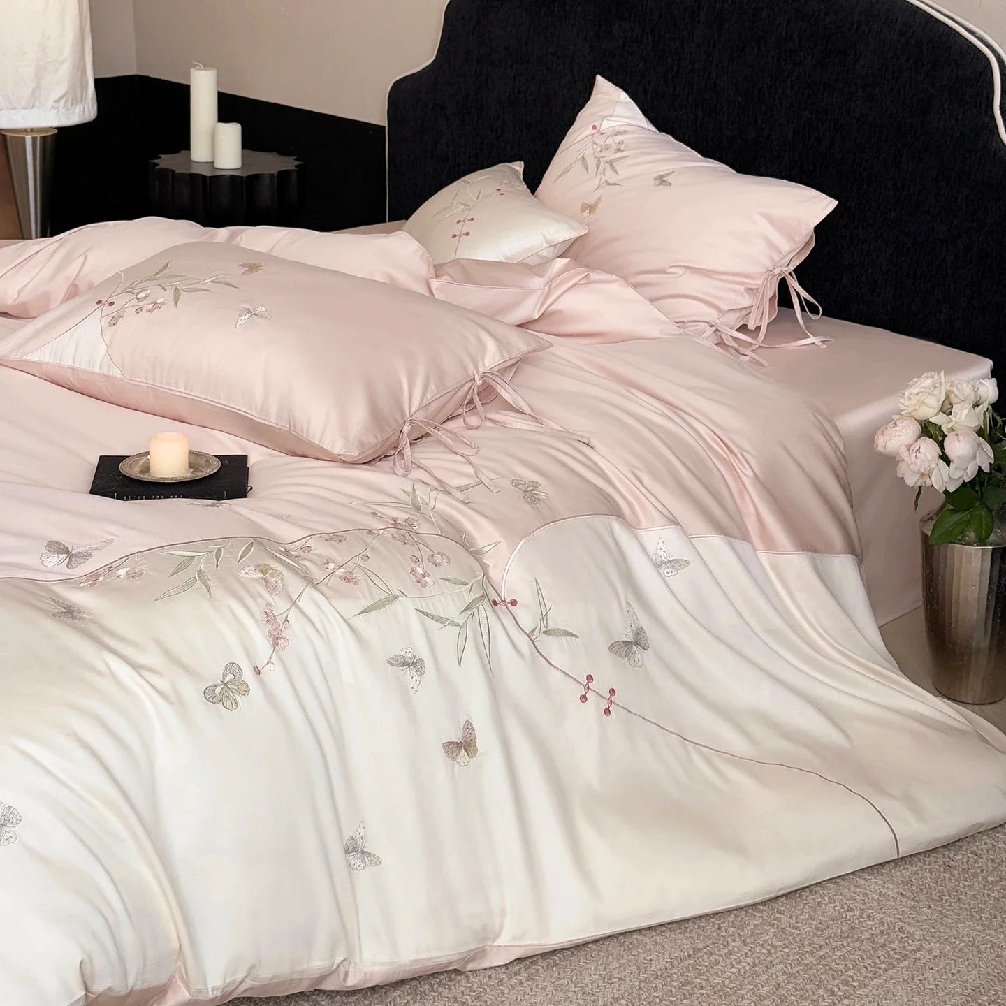 Flowers Embroidery Bedding Set