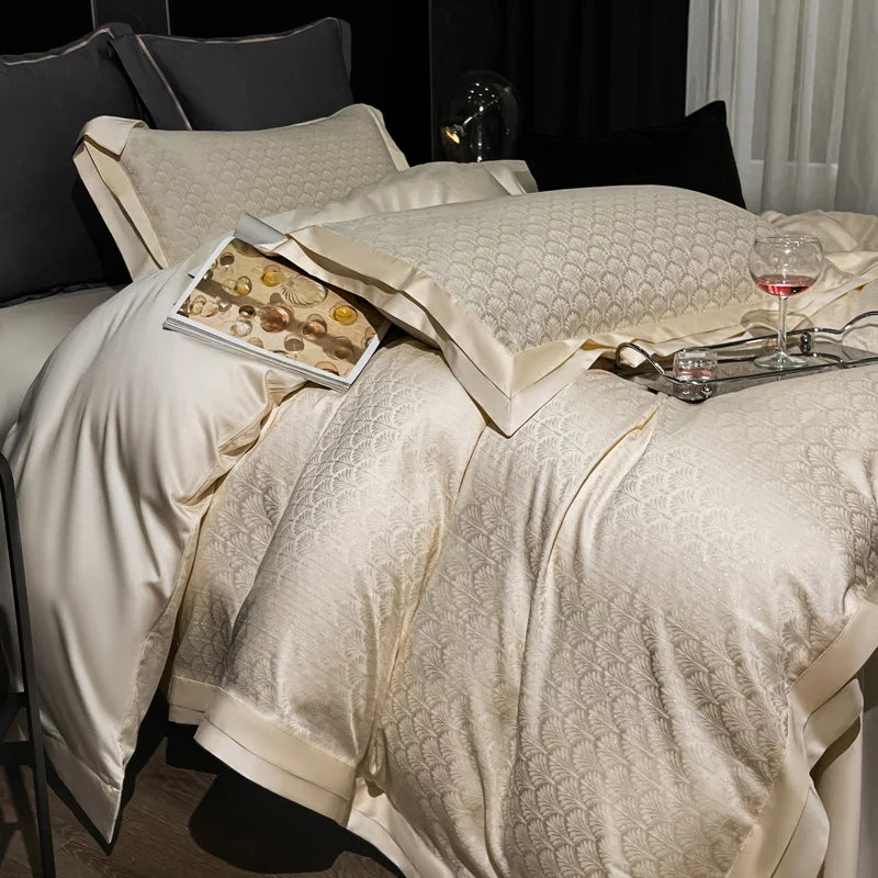 Lyocell Cotton Jacquard Soft Silky Luxury Bedding Set
