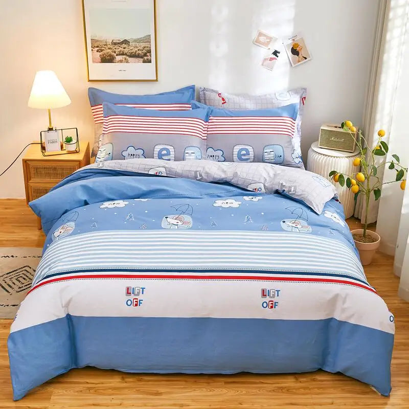 Nordic All Cotton plaid comforter cover for double bed 100% Pure Cotton Quilt cover 1pcs soft Simple Duvet cover King Queen Size