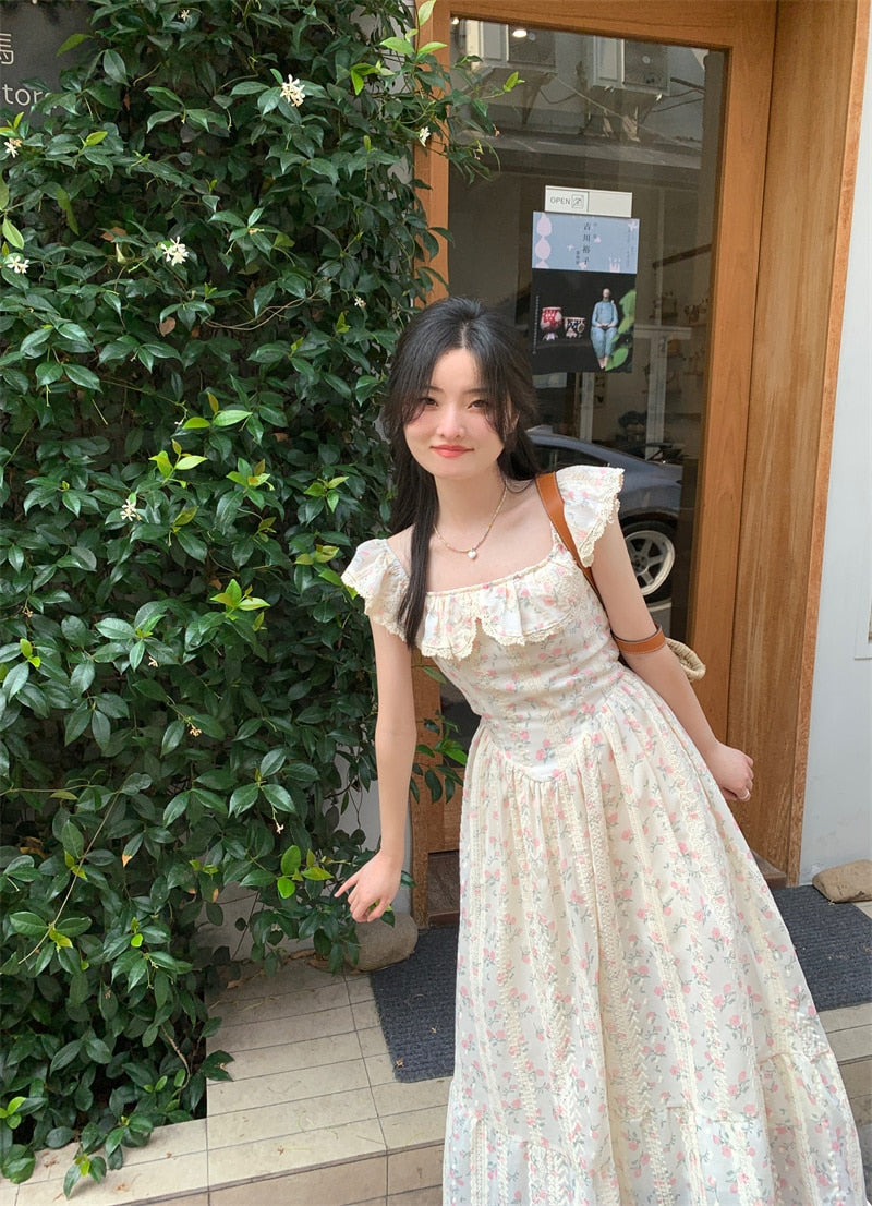 Summer End Vintage Floral Cottagecore Dress