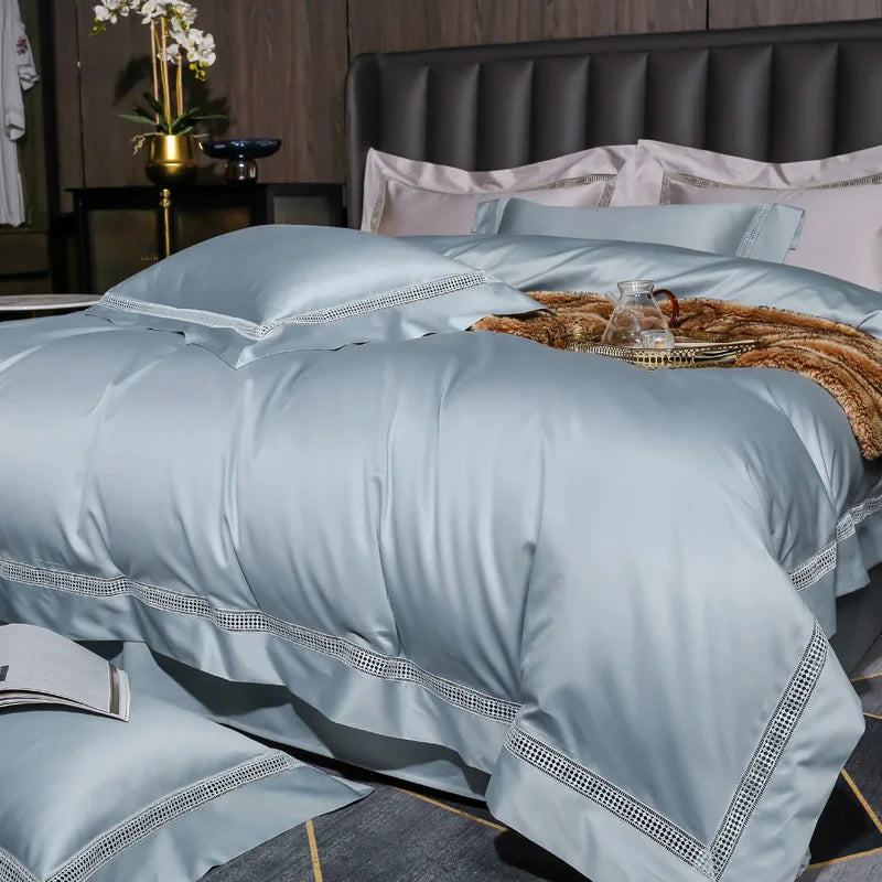 Premium 1000TC Egyptian Cotton Hollow Wide Edge Hotel Style Luxury Bedding Set