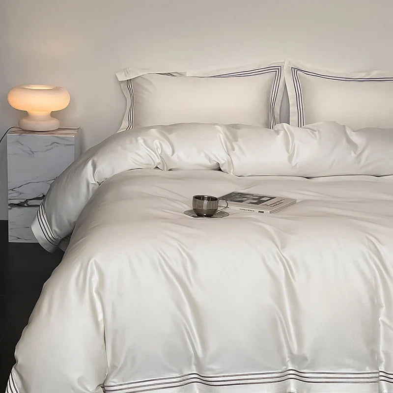 Luxury 1000TC Egyptian Cotton Solid Color Hotel Style Embroidery Bedding Set