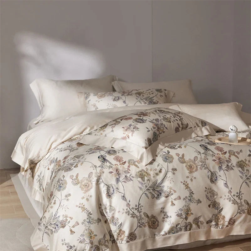 Luxury Watercolor Floral Print Bedding Set