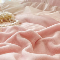 Lace Ruffles Embroidery Milk Velvet Winter Warm Thickened Princess Bedding Set
