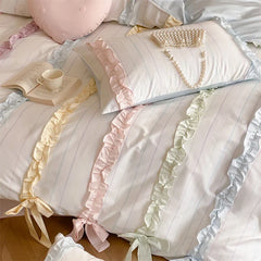 Colorful Ribbon Bow Korean Princess Style Bedding Set