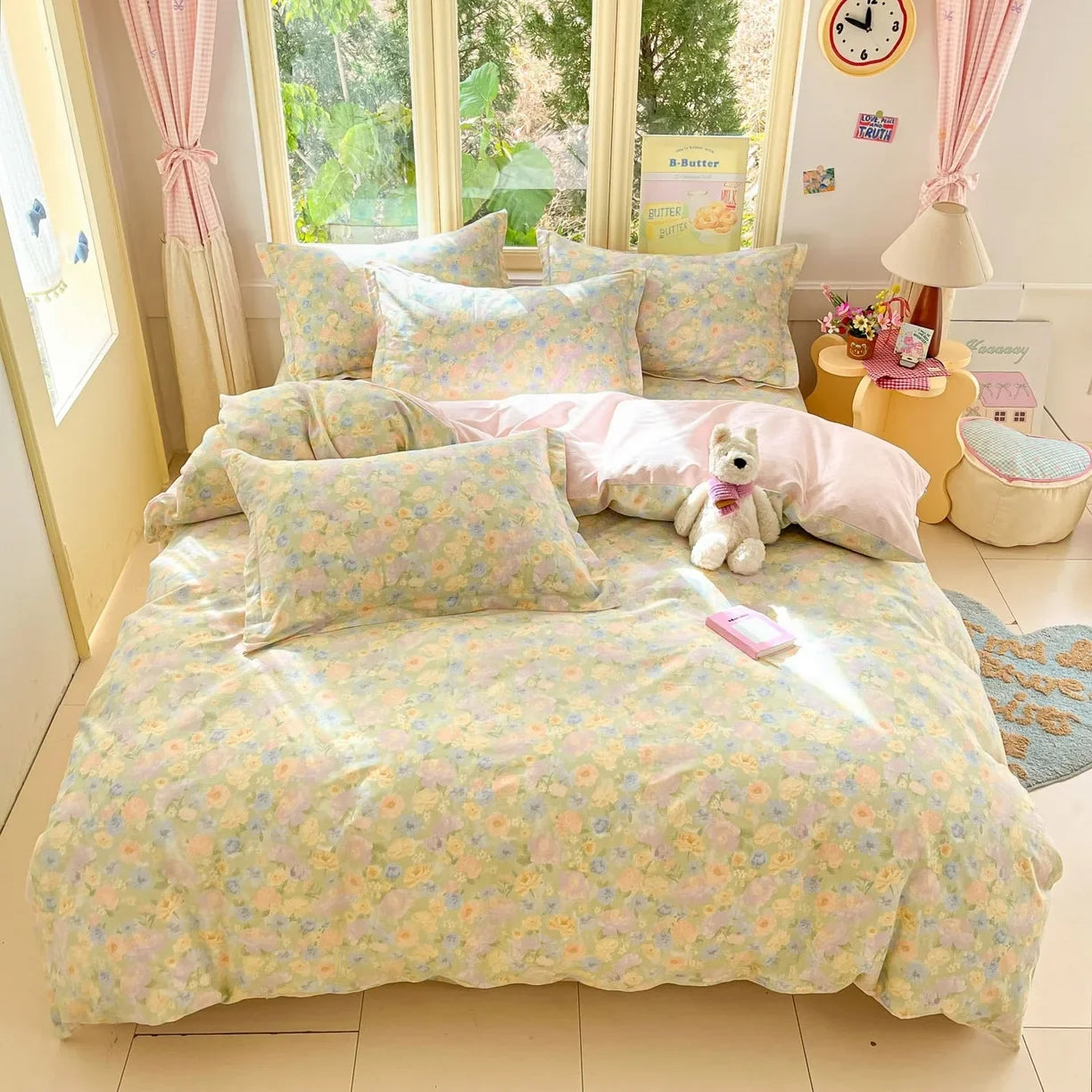 High Quality 100% Cotton Floral Duvet Cover Set Soft Breathable Queen King Bedding Set