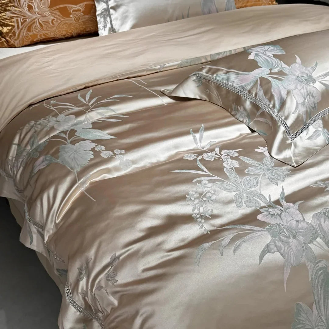 1000TC Egyptian Cotton Soft Silky Satin Jacquard Luxury Bedding Set
