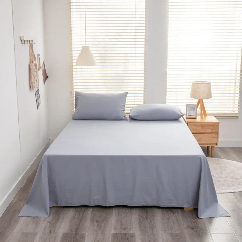 Solid Color Cotton Bed Sheet Single Double Mattress Covers Super Soft Queen King Bedspread Soft Bed Linen Home Decor