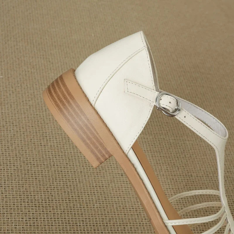 leather cowhide elastic band with hollow breathable toe cover