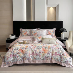 Flowers Print Luxury Queen King Size Bedding Set