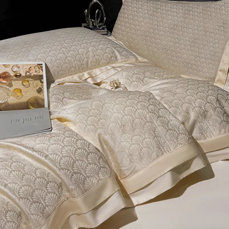 Lyocell Cotton Jacquard Soft Silky Luxury Bedding Set