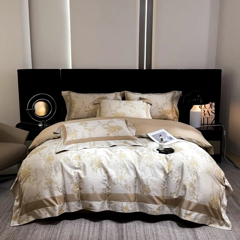 1000TC Lyocell Cotton Jacquard Patchwork European Luxury Bedding Set