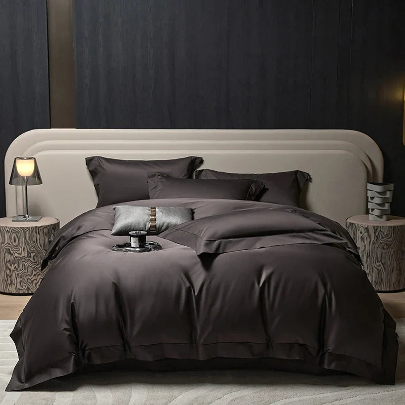 Luxury 1400TC Egyptian Cotton Soft Silky Black Bedding Set