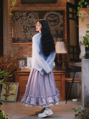 Violet Velvet Layered Ruffle Cottagecore Skirt