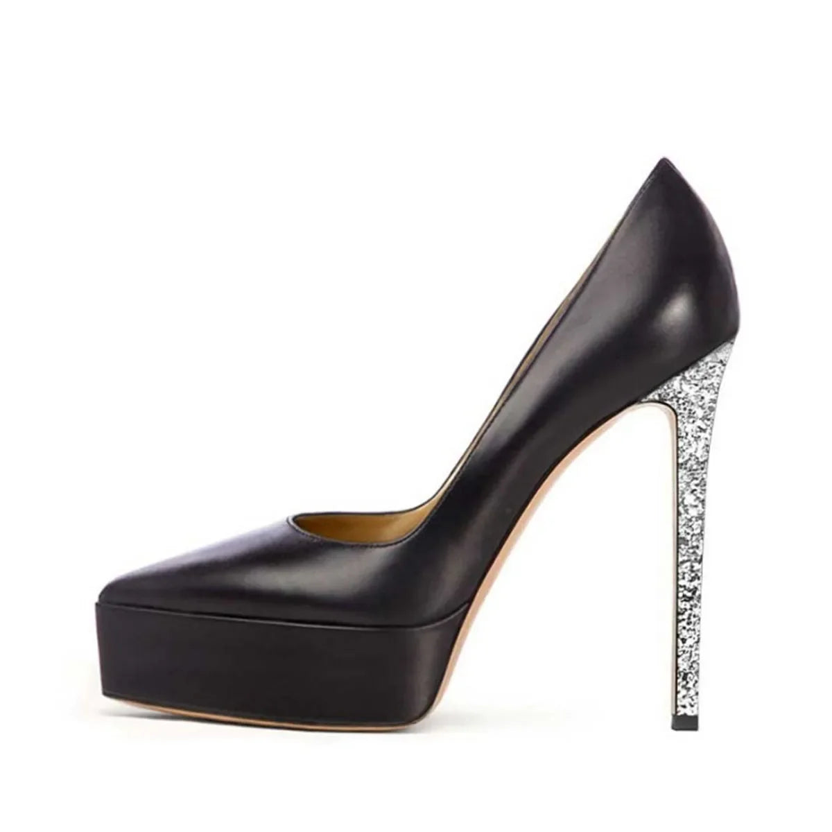 white patent leather Sequin stiletto Platform Pumps