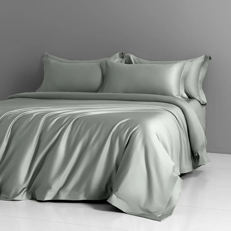 1000TC Egyptian Cotton Luxury Solid Color Soft Silky 4/6Pcs Bedding Set