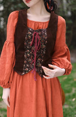 Your Muse 2-Piece Cotton Cottagecore Dress+Vest