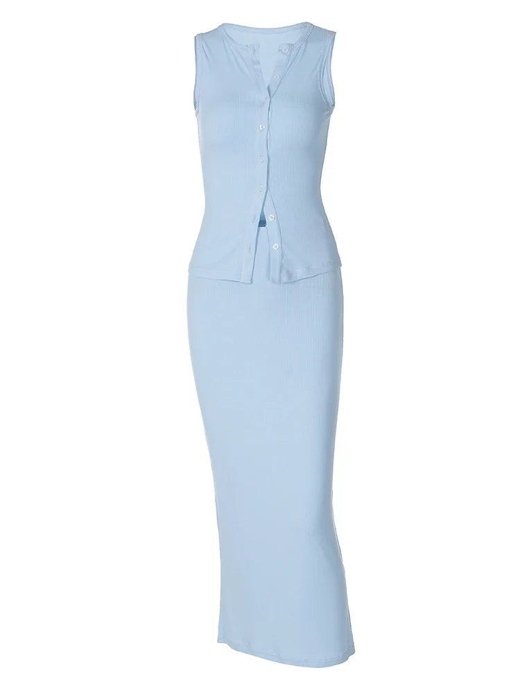 Havanna Ribbed Maxi Skirt Set