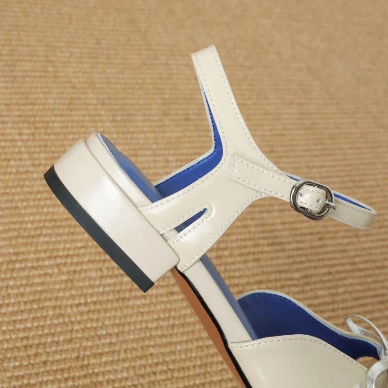 cowhide bow comfortable low Heel
