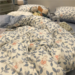 Ins Pink Flowers Bedding Set