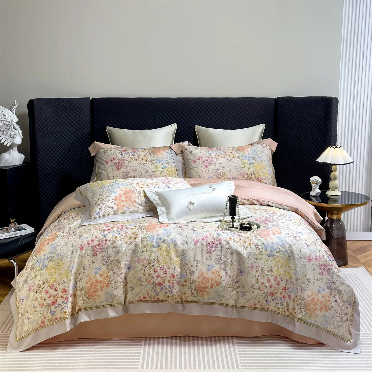 Flowers Prints Luxury Queen King Size Bedding Set