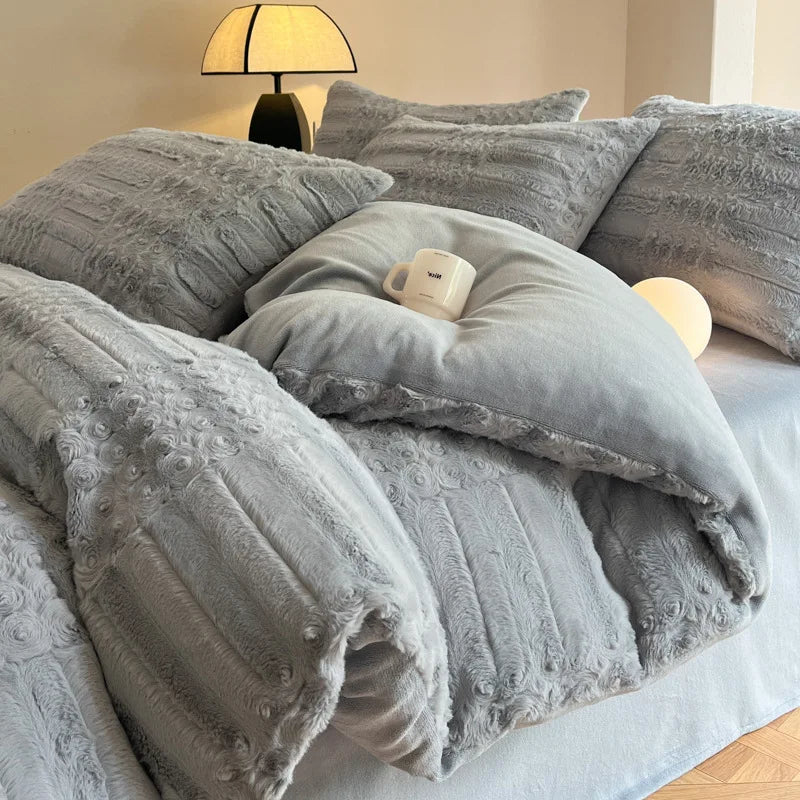 Luxury Faux Rabbit Velvet Bedding Sets