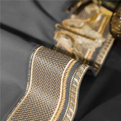 Satin 1200TC Egyptian Cotton Luxury Bedding Set, Gold Embroidery, Queen, King, Duvet Cover, Flat/Fitted Bed Sheet, Pillowcases