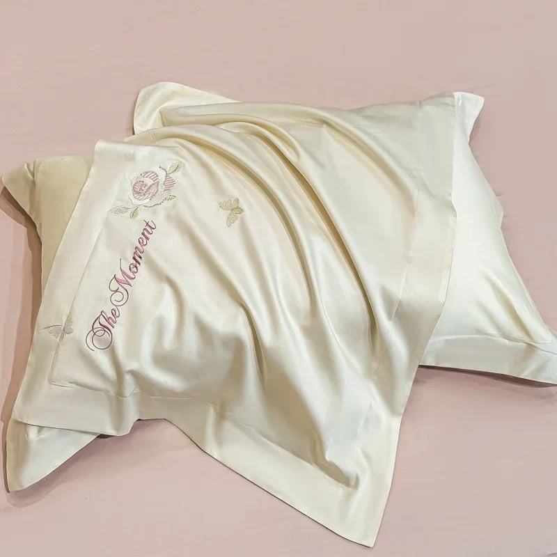 100% Cotton Butterfly Flowers Embroidery Luxury Bedding Set