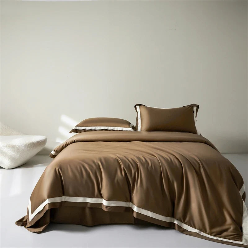 1000TC Egyptian Cotton Luxury Solid Color Hotel Style Soft Silky Bedding Set