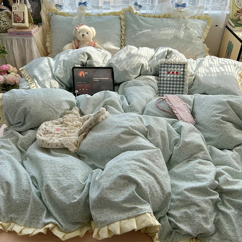 Korean Style Lace Ruffle Bedding Set