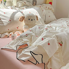 Princess Style Cartoon Floral Ruffles Bedding Set