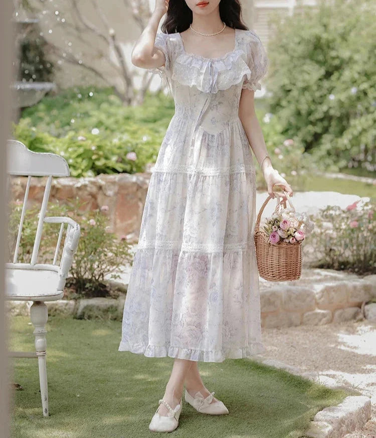 Lily-Blue Rose Cottagecore Princess Dress
