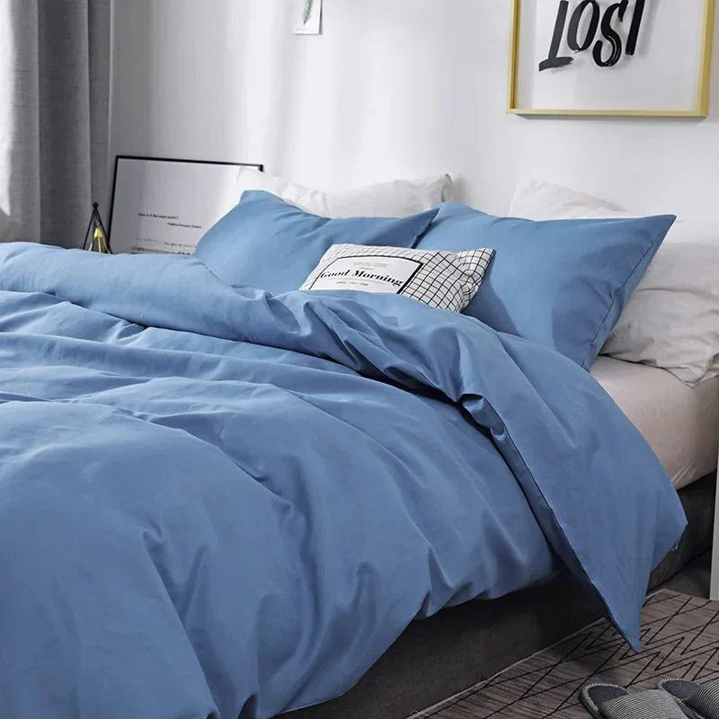 Nordic Solid Color Brushed Duvet Cover 220x240 Single Double Bed Microfiber Bedding Set