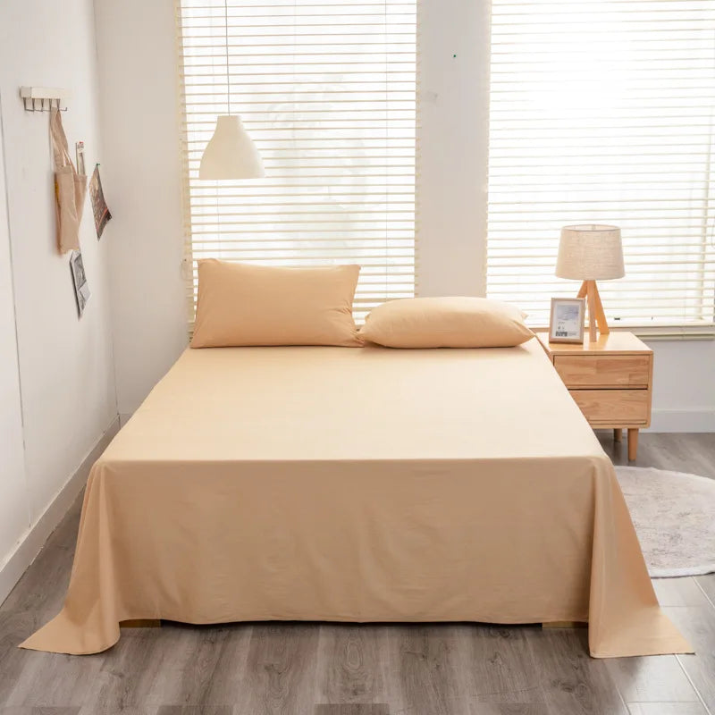 Solid Color Cotton Bed Sheet Single Double Mattress Covers Super Soft Queen King Bedspread Soft Bed Linen Home Decor