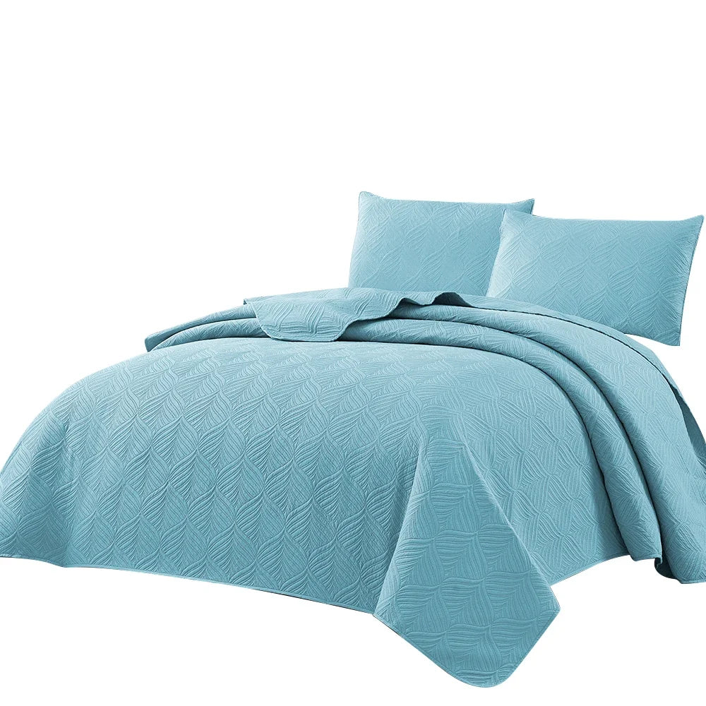 3pcs Luxury Quilted Microfiber Bedspread Coverlet Bedding Set