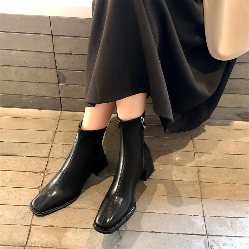 Declan Square Toe Leather Boots