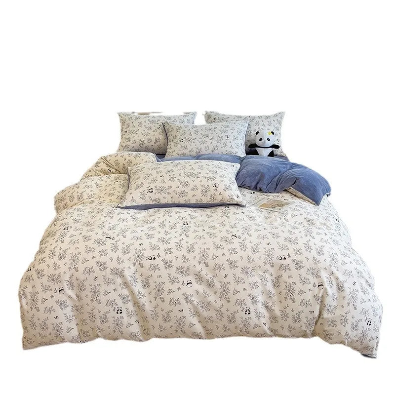1PC Cute Printed Duvet Cover Twin Queen Student Dorm Comforter Cover Soft Single Sided Velvet Quilt Cover for Single Double Bed