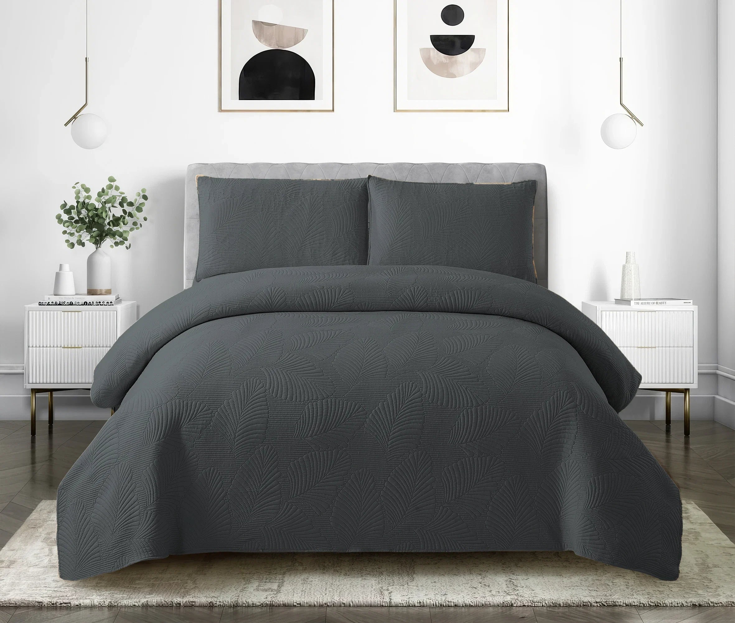 3pcs Luxury Quilted Microfiber Bedspread Coverlet Bedding Set