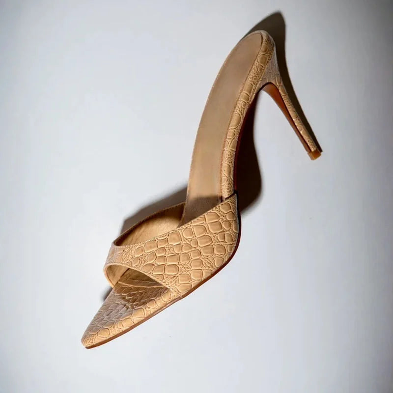 Embossed leather Thin Heels