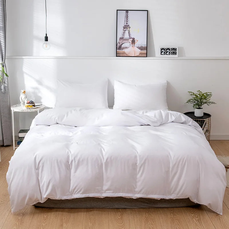 Nordic Solid Color Brushed Duvet Cover 220x240 Single Double Bed Microfiber Bedding Set