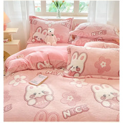 Cute Cartoon Velvet Bedding Set