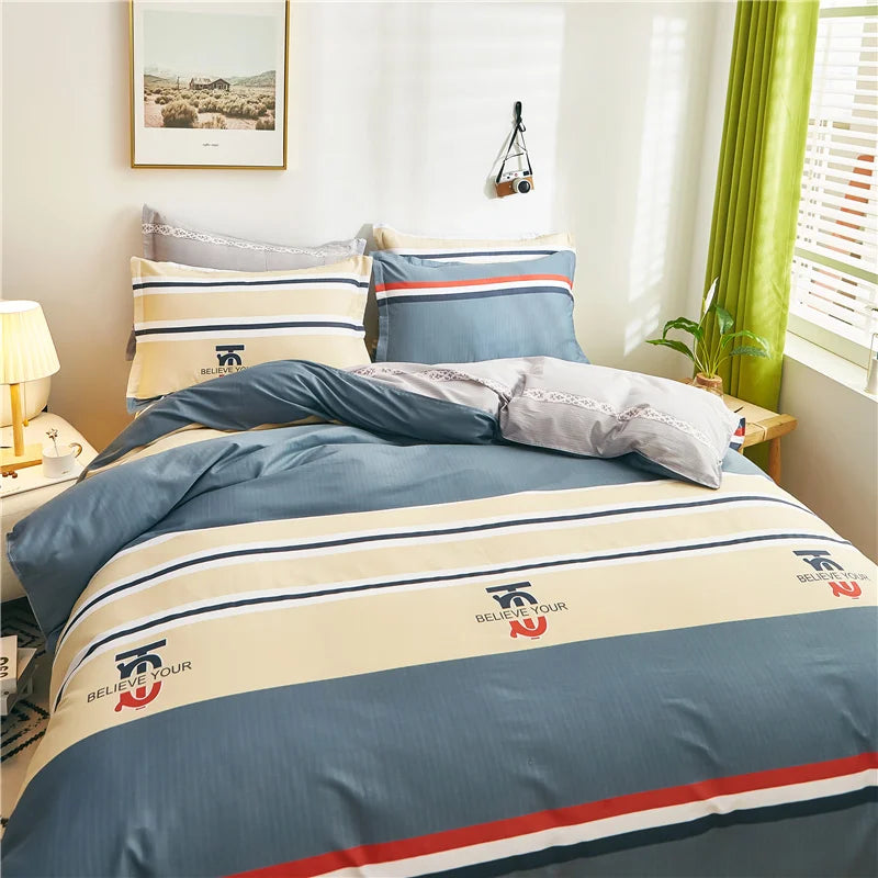 Nordic All Cotton plaid comforter cover for double bed 100% Pure Cotton Quilt cover 1pcs soft Simple Duvet cover King Queen Size