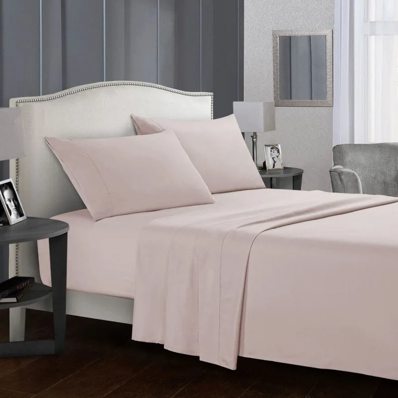 Solid color bed linen set sheets full sets mattress cover flat and fitted sheet with pillowcases Twin Full Queen King Size