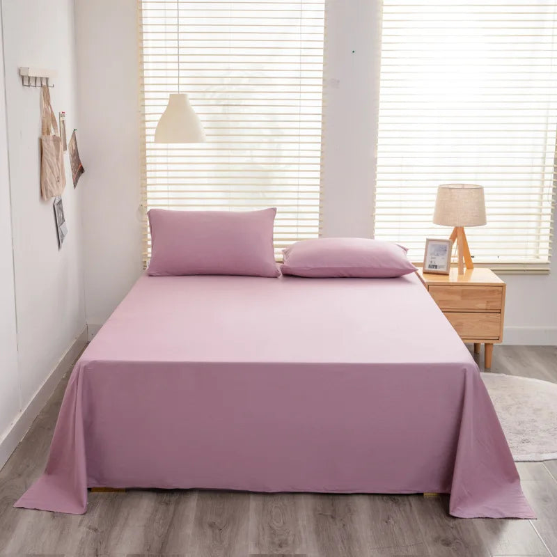 Solid Color Cotton Bed Sheet Single Double Mattress Covers Super Soft Queen King Bedspread Soft Bed Linen Home Decor