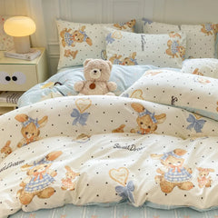 Cotton 4 Piece Bed Set Soft Breathable Bedding