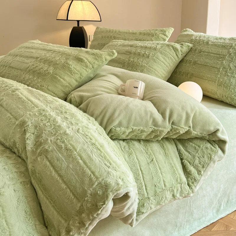 Luxury Faux Rabbit Velvet Bedding Sets