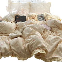 Korean Style Lace Ruffle Bedding Set